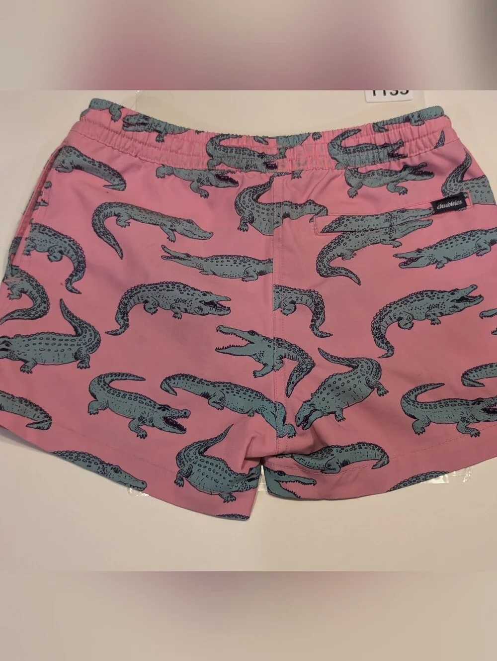 chubbies Pink Swim Shorts with Teal Alligator Print Small Size 8/9 youth
